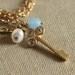 Key to my heart 14k Goldfield charm Necklace - aquamarine pearls gf key charms
