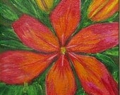 Original Painting Orange Lily Acrylic on Canvas 5 x 5
