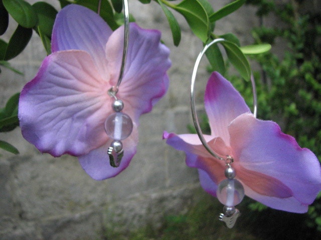 Flower earrings purple orchids
