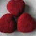 Felted hearts cherry red set of 3