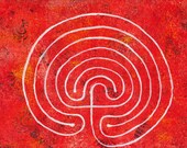Labyrinth Painting: Burnt Orange 5 x 7 inches