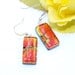 Sunset, Fire, Lava, Dichroic Earrings, Fused Glass Jewelry, Rectangle, Sterling Silver Hooks, Bright, Orange, Tangerine, Gold (Item 30301-E)