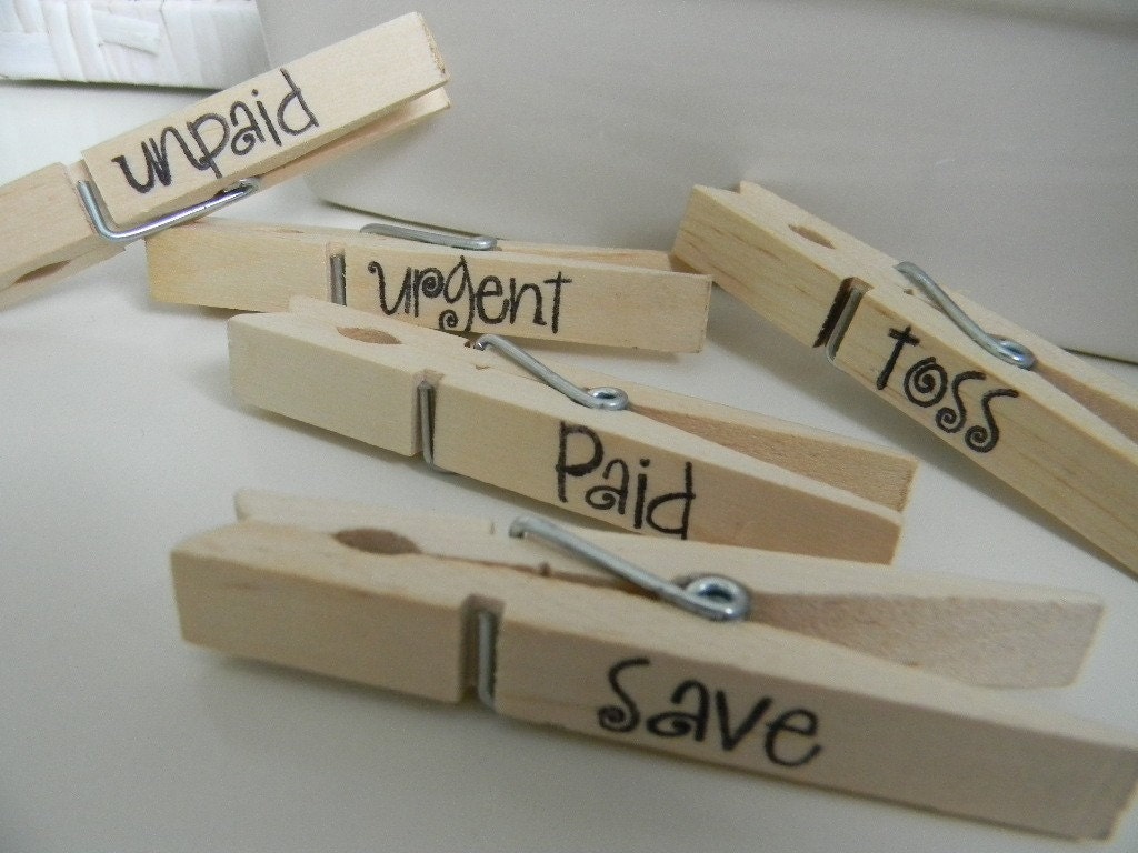 Mail organization - clothespins