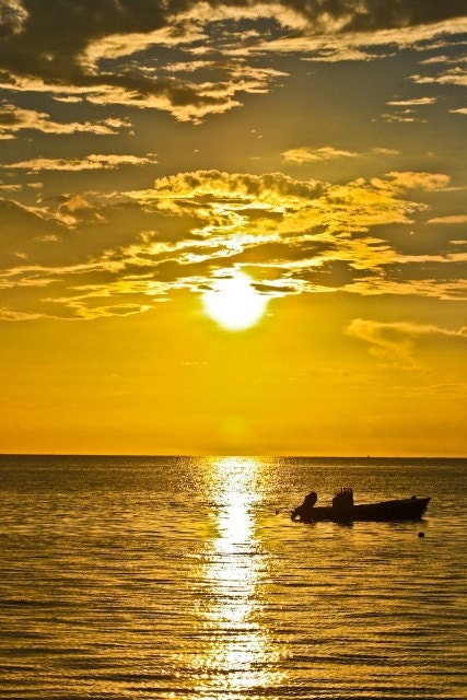 Summer Sunset Fine Art Photography Print Yellow Ocean Sea Sun Sunny Home Decor Wall Art Summer Bright 8x10
