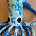 Anna Marie the Oceanic Turquoise Giant Fleece Squid - Stuffed Plush Animal