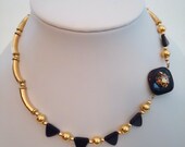 Black Necklace Leopard Jewelry Asymmetric Animal Jewellery Gold Jewelry Handmade Gemstone Custom Beaded Tribal Geometric