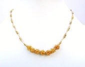 Yellow Gold Necklace Bead Bar Gold Jewelry Wire Wrapped Gold Fancy Chain N-73
