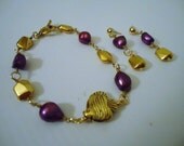 Purple Bracelet Fish Jewelry Bracelet Earring Set Yellow Gold Mother's Day Gift