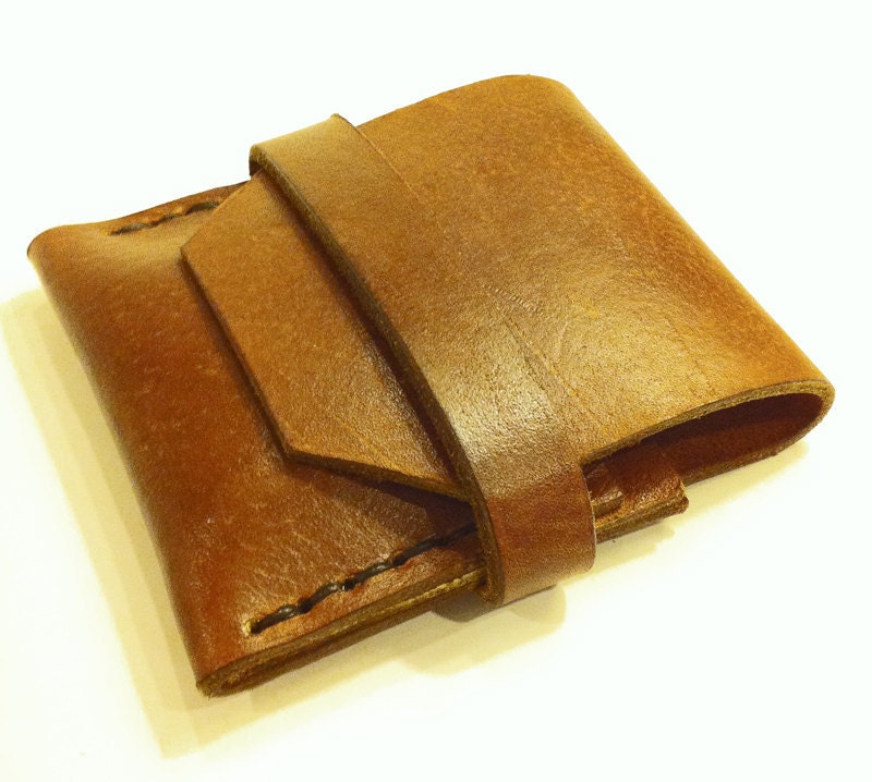 Mens Brown Leather Minimal Credit Card Wallet