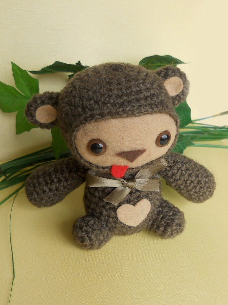 Amigurumi Monkey Brown Stuffed Animal Crochet Plush