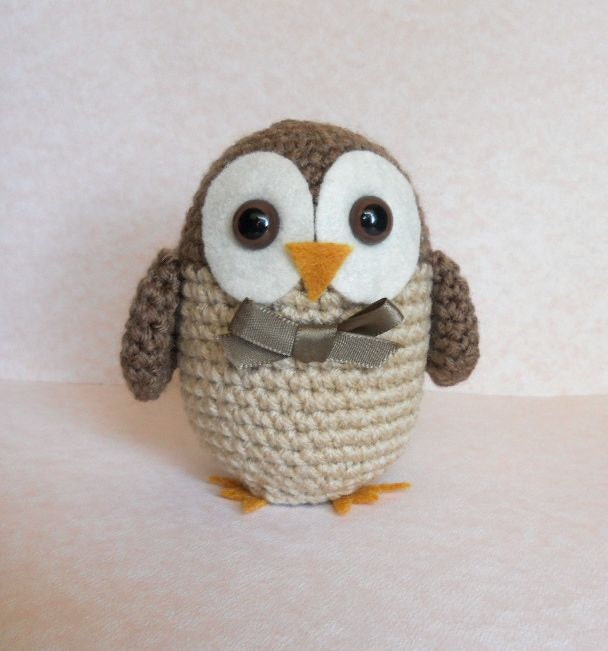 Crochet Amigurumi Owl Brown Plush Bird