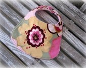 Baby Girl Bib in Alexander Henry Kleo with Pink Minky / Baby Gift