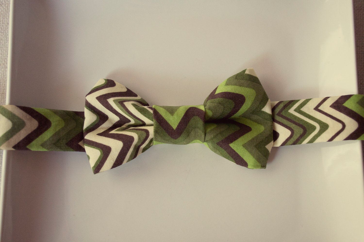 green and cream striped little boy bow tie: The Wyatt