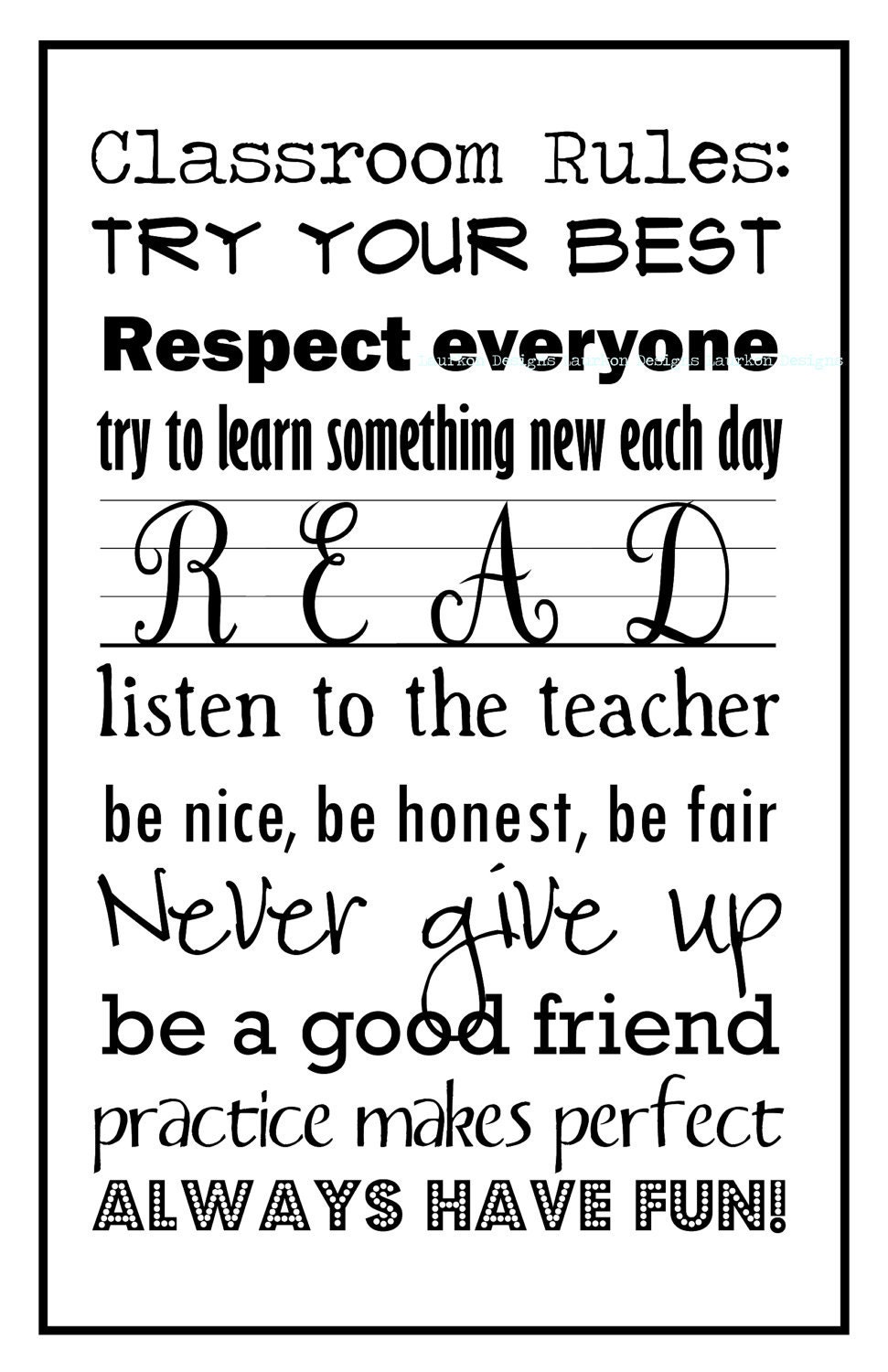 Classroom Collection: Classroom Rules (Classic Black and White)