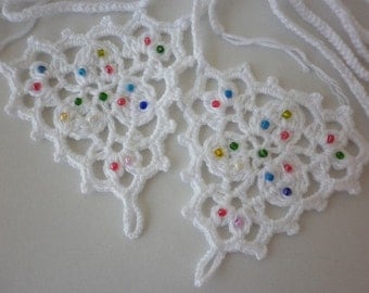 White Barefoot Sandals - with beads, Pool, Ladies, Summer, Footwear, Nude shoes,Bridal, Wedding, aglow, soft, vamp,lace shoes,fingerless