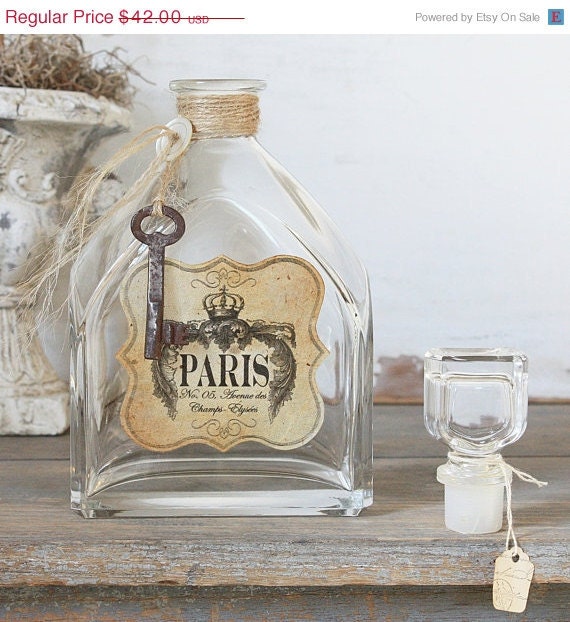 CYBER MONDAY SALE Repurposed Vintage Bottle - Rustic & French
