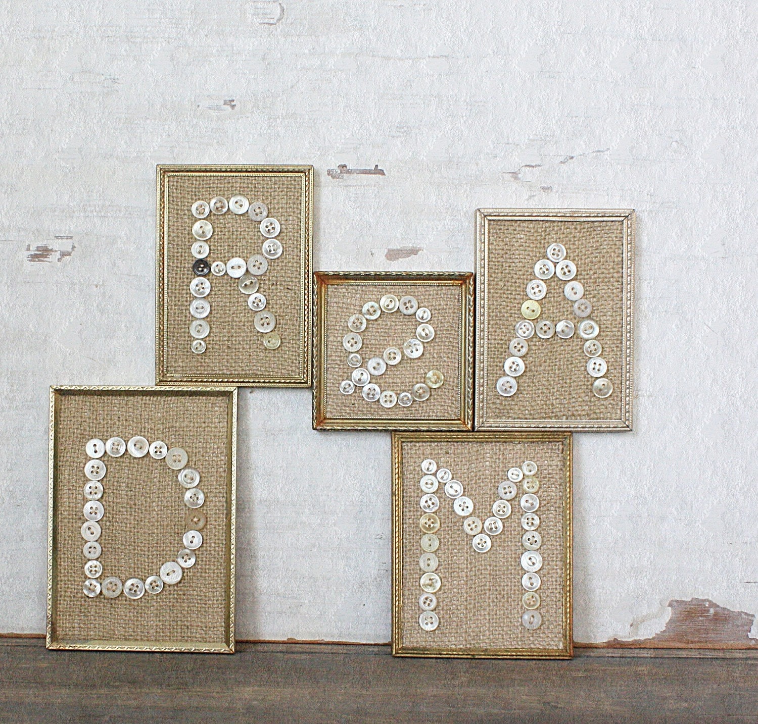 Custom Listing for lisar26 - Burlap Button Dream in Rusty Patina Frames