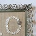 Buttons and Burlap in Vintage Weathered Filigree Frame - Love