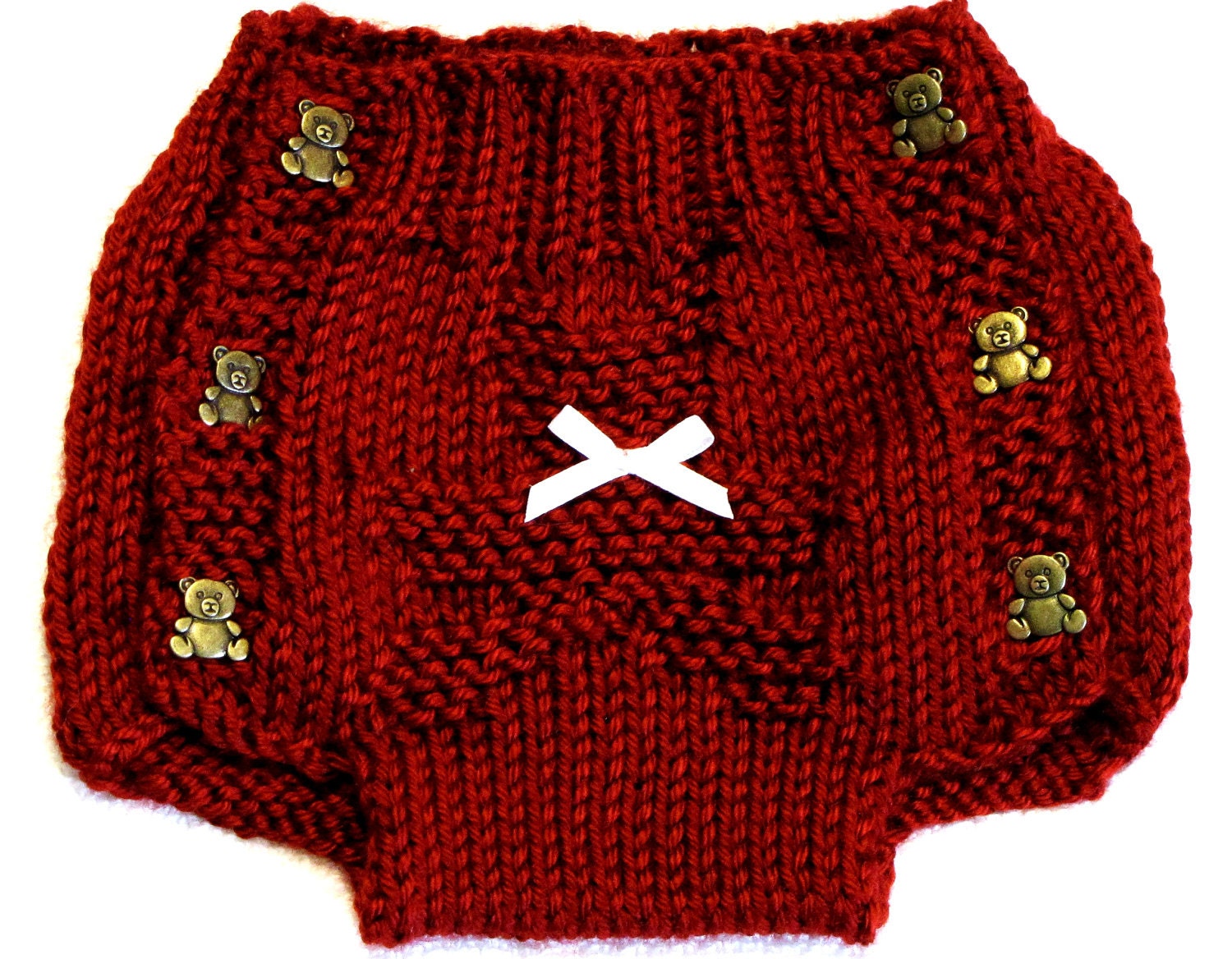 Diaper Cover Knitting Pattern - TEDDY BEAR PDF - Small - Instant Download