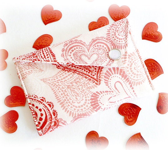 Card Holder Wallet - Red and Pink Hearts on White (Limited Edition)
