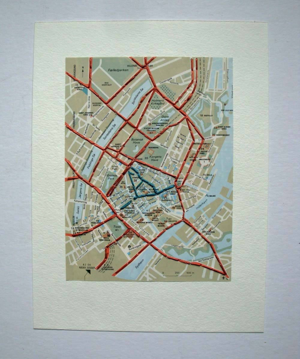 Copenhagen Denmark Embroidered Map