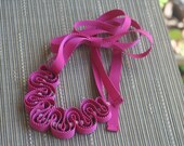 Peony grosgrain necklace with pink tiger's eye beads