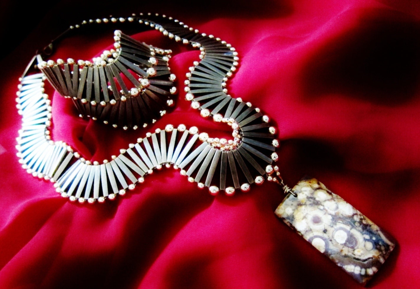 agate brass bracelet and necklace set - Clea bge013