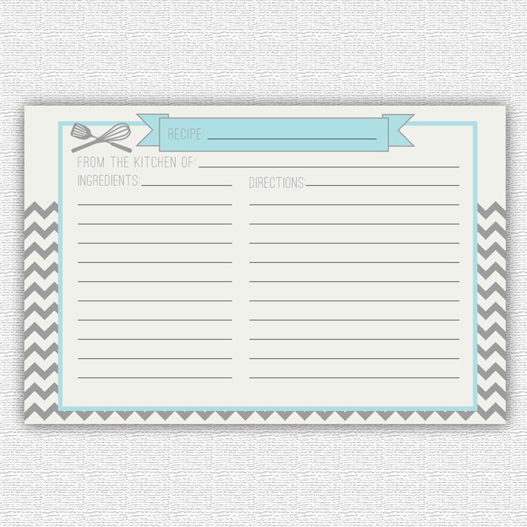 INSTANT DOWNLOAD - Recipe cards - Matching - Chevron