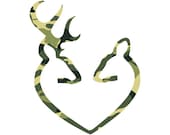 Buck & Doe Heart....deer.... decal in camo (pink camo also available)