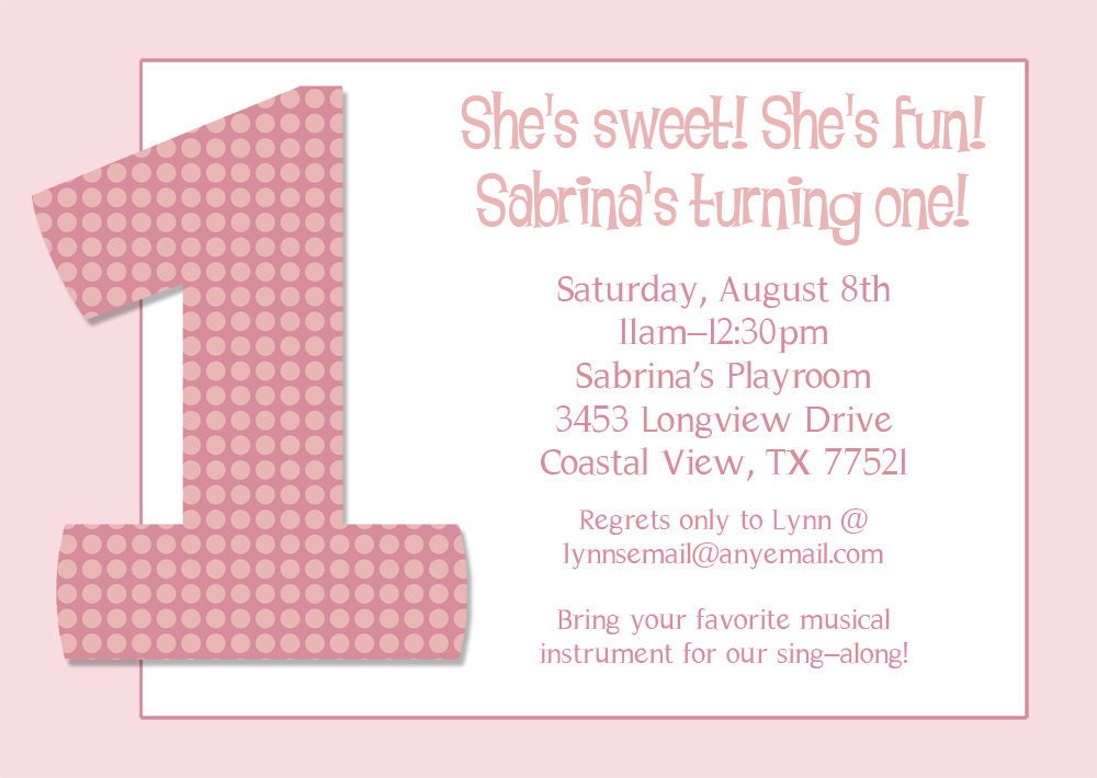 She is turning ONE printable birthday invitation Il_570xn