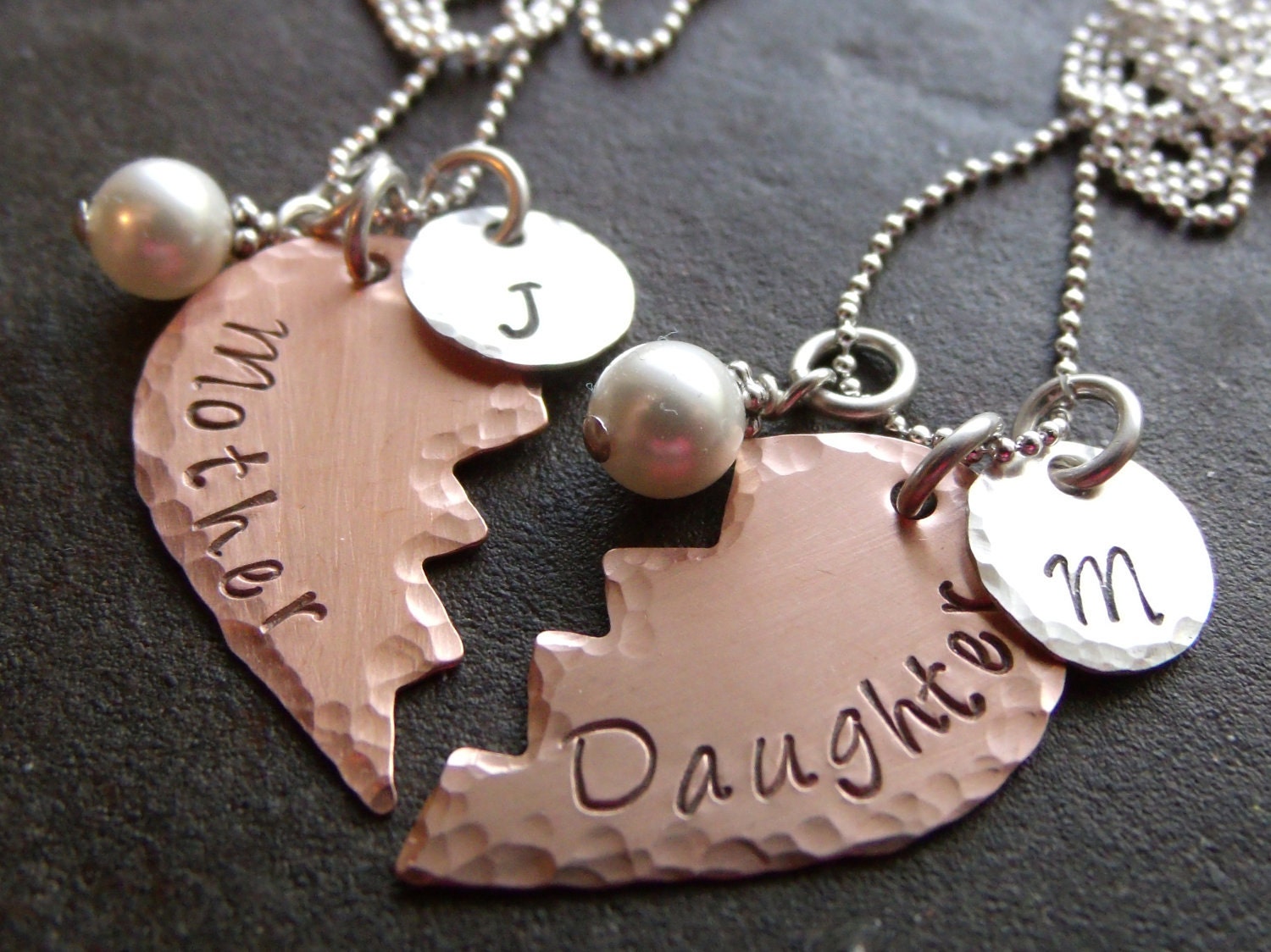 A Piece Of My Heart - Mixed Sterling Silver & Copper Mother Daughter Personalized Necklace