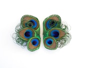 Candid - Small peacock shoe clips / Peacock shoe clips / Feather shoe clips