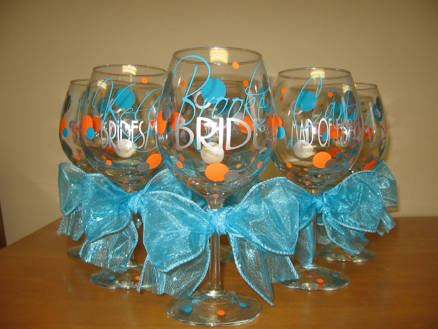 Personalized Wedding Party Wine Glass-Set of 5