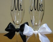 Mr. and Mrs. Wedding Champagne Flutes for Bride and Groom
