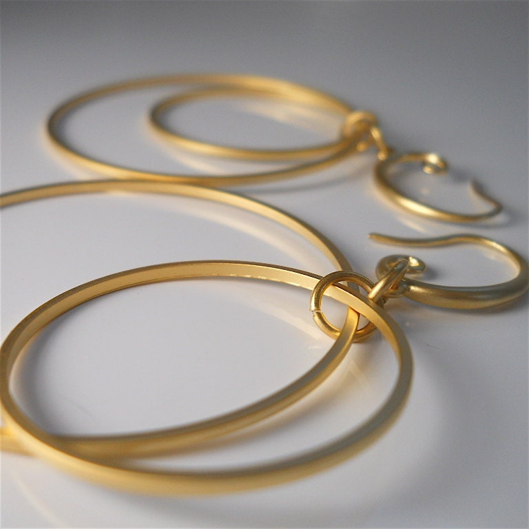 Matte Gold Large Hoop Earrings, Womens Jewelry, Minimalist  Fashion Accessory Your Daily Jewels