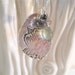 Peaceful Faded Lotus Silver Pendant, Wire Wrapped Gemstones, Mehndi Artisan Carved, Eco-friendly Gift, Yoga Style Fashion Accessory
