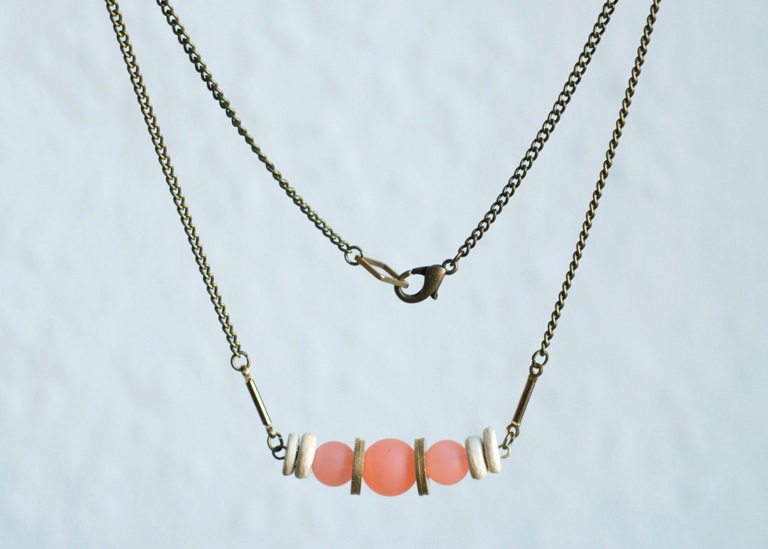 Vintage Matte Coral Wood Necklace