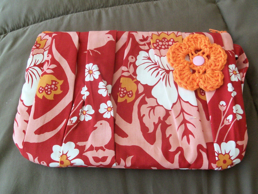 Pleated Flower Clutch -  Ready to Ship