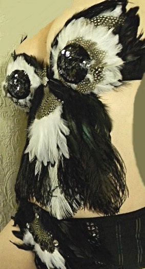 Sexy Hot OWL Costume Bra Burlesque Feather Costume Belly Dance Top custom Made 4U