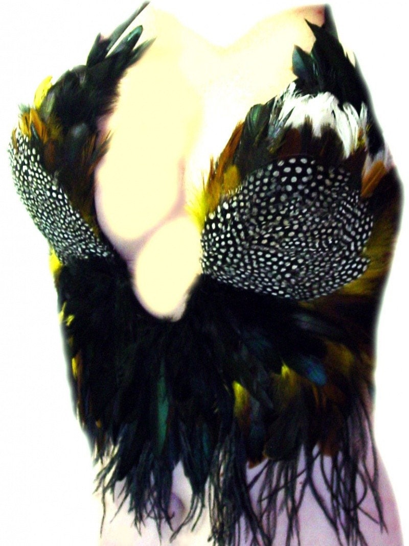 Tribal Belly Dance Feather Plunge Corset Top Custom Made 4U