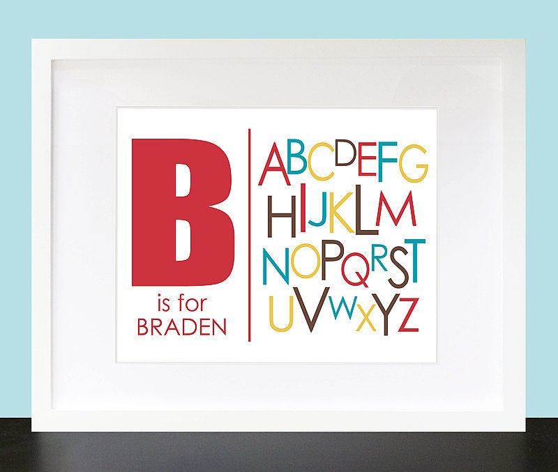 Letter is for Personalized Name with Alphabet ABC Wall Art - 8x10 Baby Children Nursery Wall Print Poster