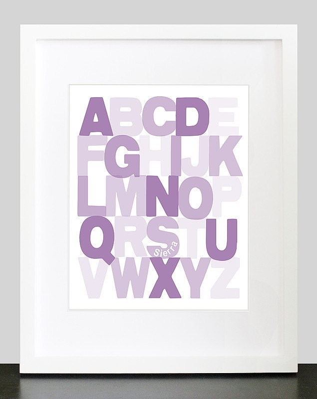 Opaque Alphabet ABC Wall Art - 8x10 Baby Children Nursery Wall Print Poster