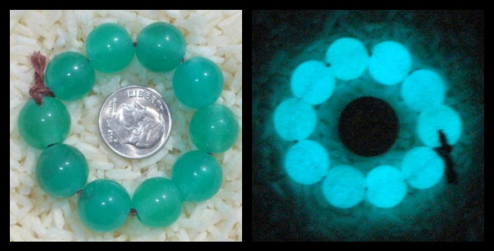 Glow in the Dark Glass 1 "Light Teal" Glow Glass Glow in the Dark Handmade Bead SRA I-7