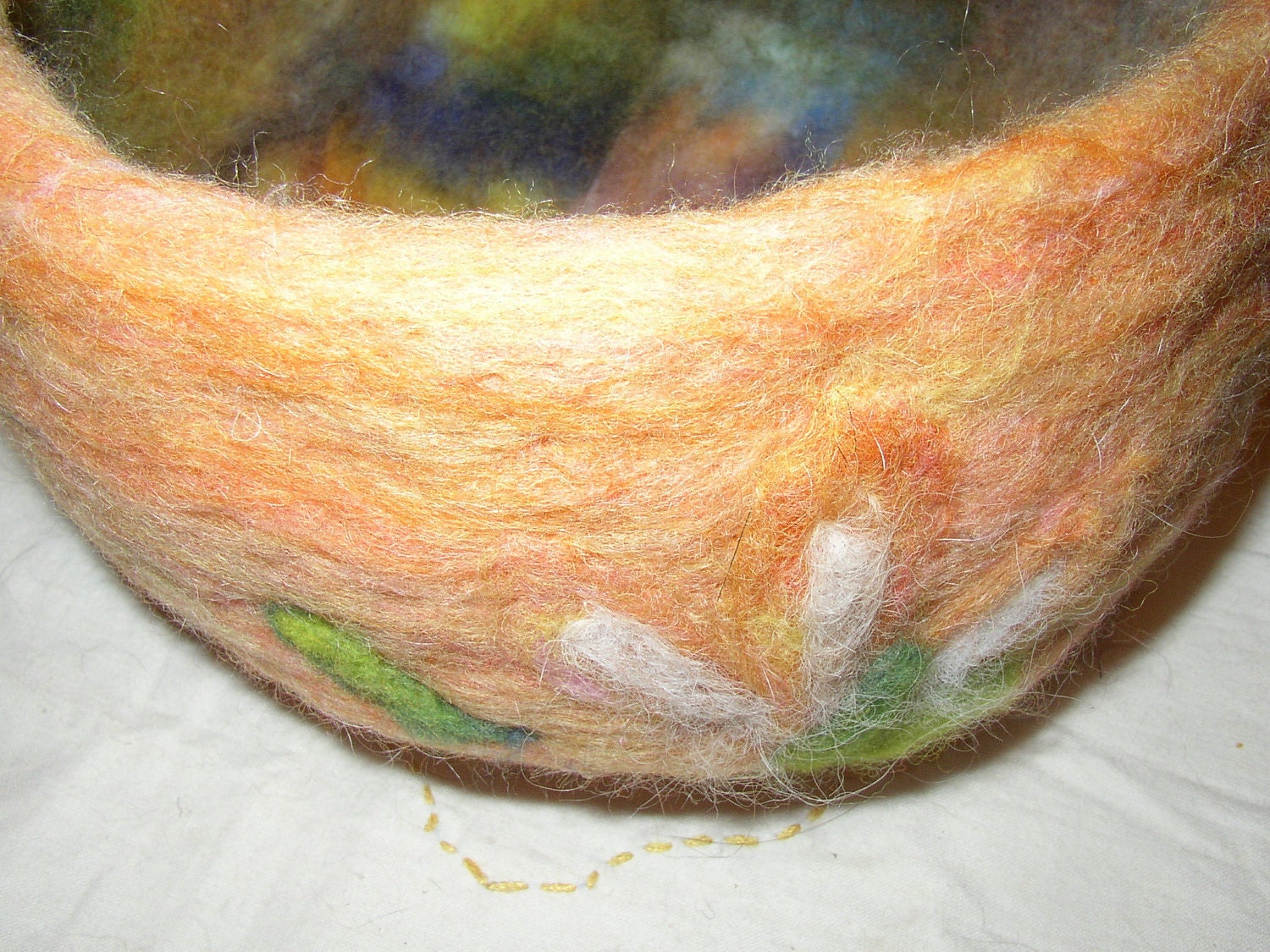 orange sherbet in the desert, a needle felted wool bowl