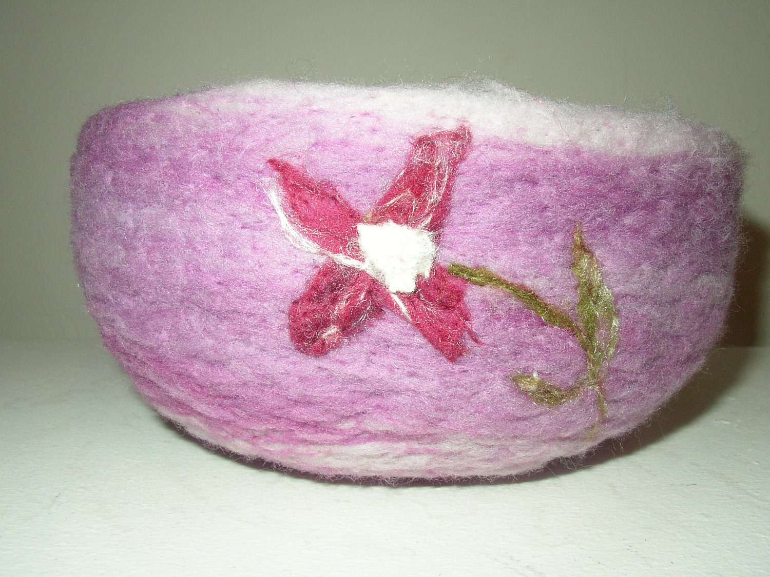 pinks of spring, a needle felted wool bowl