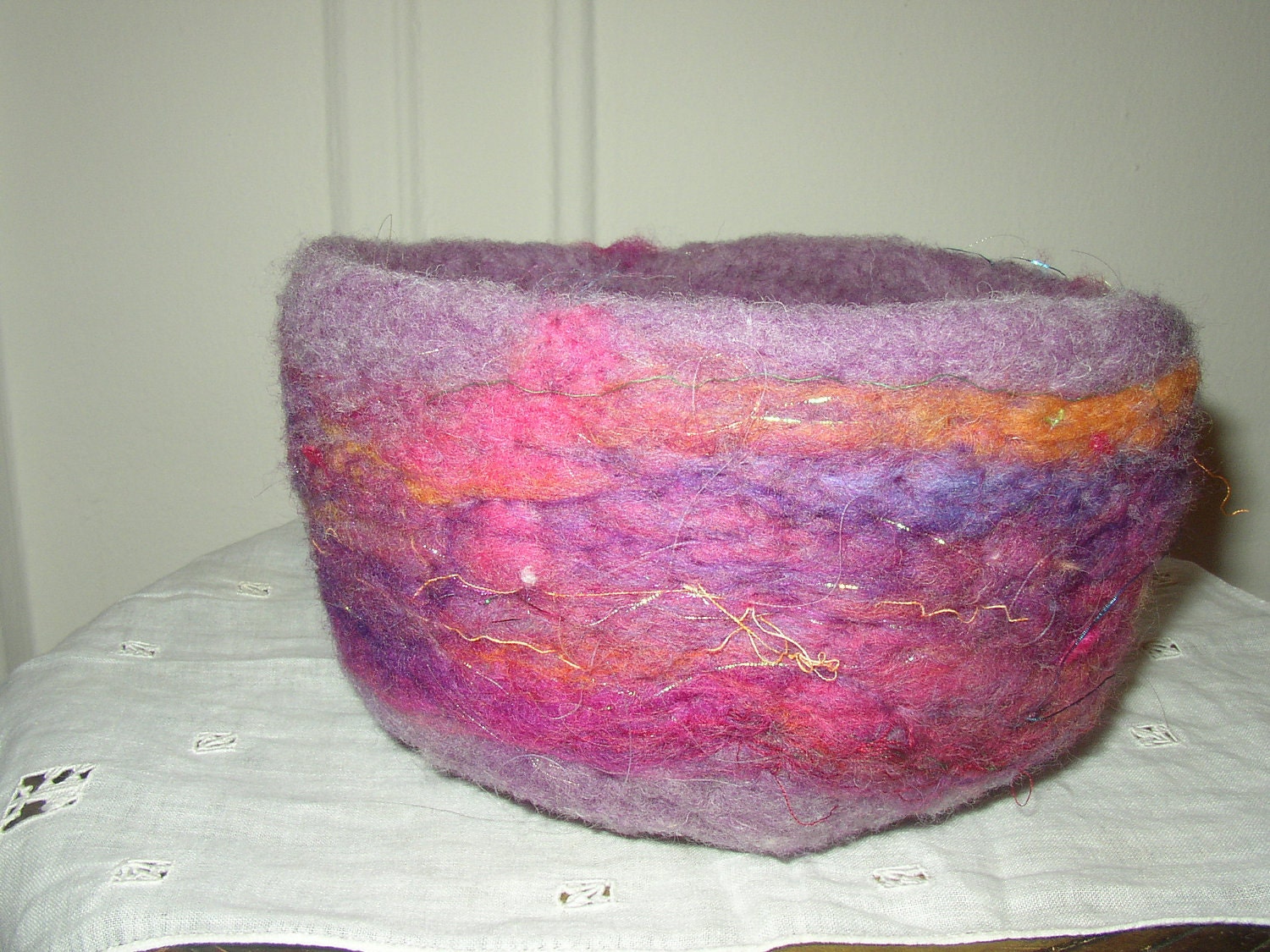 daybreak, a pastel needle felted wool bowl