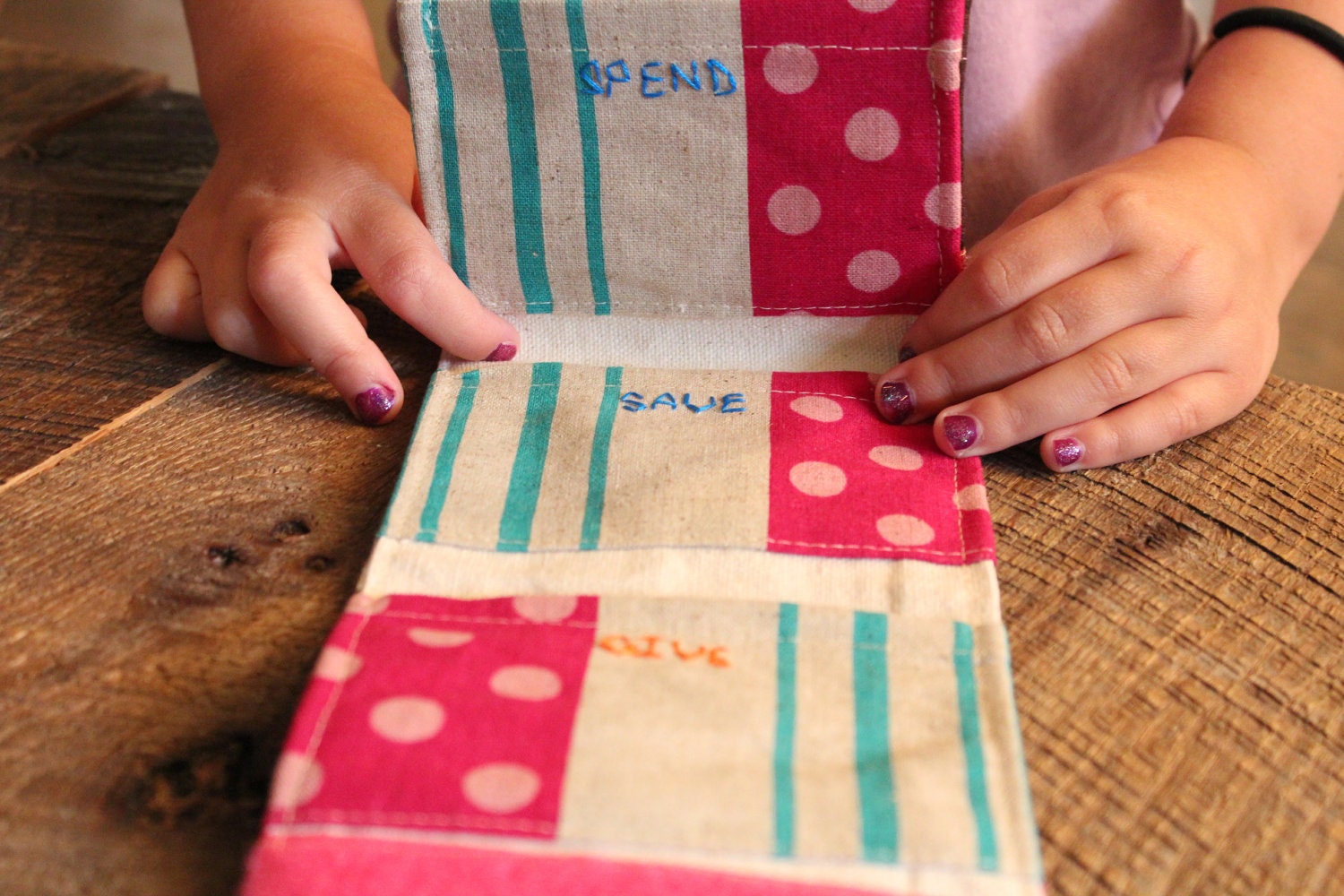 Miss Money Bags Kids Spend Save Give Wallet