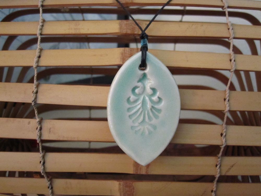 Ceramic Mermaid Pendant Necklace - Pale Turquoise