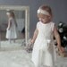 Girl dress - White linen dress  -Flower girl  dress, headband, tote bag - sizes 0.5 - 5 years