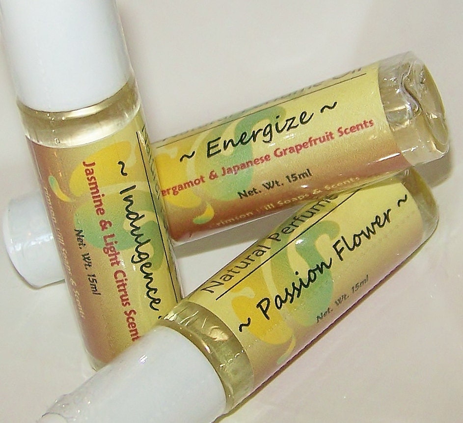 Natural Roll On Perfume Sampler Gift Set - CHOOSE 3 SCENTS,15 ml value size, roll on, fragrance, handmade, body, scented